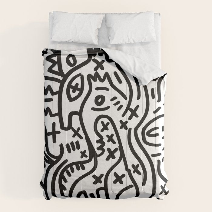 Graffiti Street Art Black and White Comforter Gallery Image 1