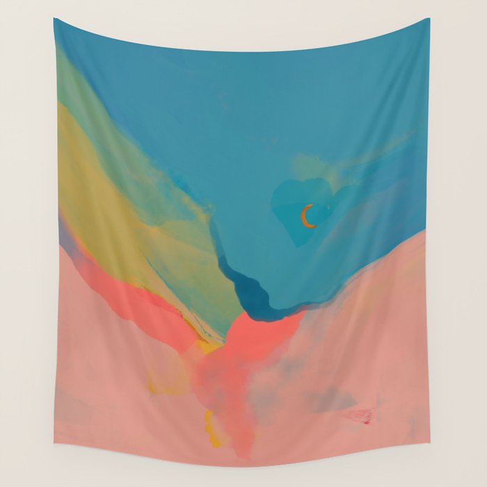 Moon Light On Rainbow Pastel | Night Sky Texture Design Wall Tapestry Gallery Image 4