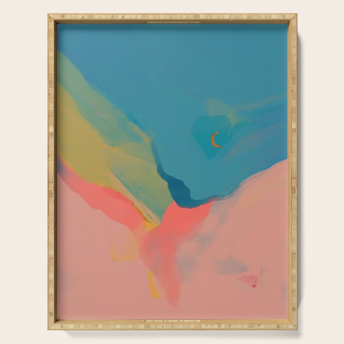 Moon Light On Rainbow Pastel | Night Sky Texture Design Serving Tray Gallery Image 1