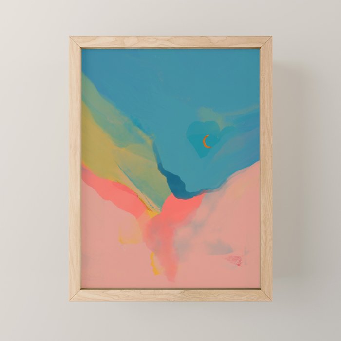 Moon Light On Rainbow Pastel | Night Sky Texture Design Mini Art Print Gallery Image 1