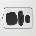 Black And White Minimalist Mid Century Abstract Ink Art Minimal Black Pebbles Paint Laptop Sleeve Gallery Image 1