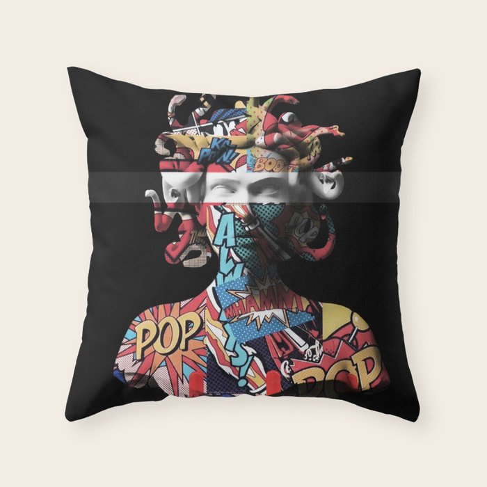 Medusa pop art Throw Pillow Gallery Image 6