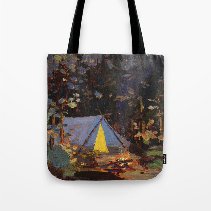 Tom Thomson Campfire 1916 Canadian Landscape Artist Tote Bag Gallery Image 1