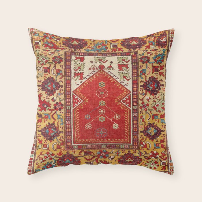 Milas Southwest Anatolian Niche Rug Print Throw Pillow Gallery Image 6