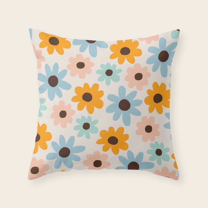 Retro Bloom 2 Throw Pillow Gallery Image 6