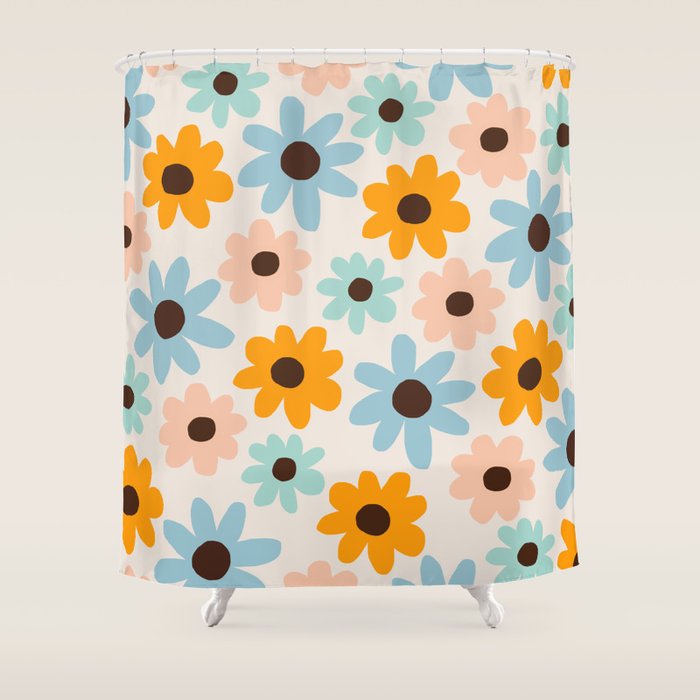 Retro Bloom 2 Shower Curtain Gallery Image 1