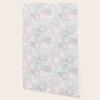 Festive, Floral Prints, Pink and Green, Modern Print Art Wallpaper Gallery Image 2