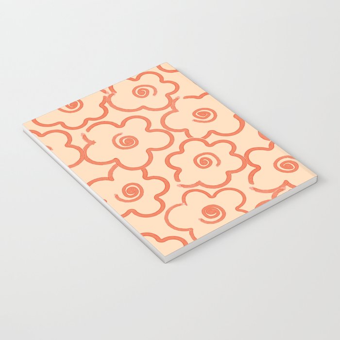 Flower Doodles in Orange & Peach Fuzz Notebook Gallery Image 3