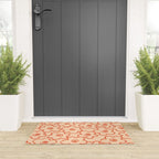 Flower Doodles in Orange & Peach Fuzz Welcome Mat Gallery Image 3