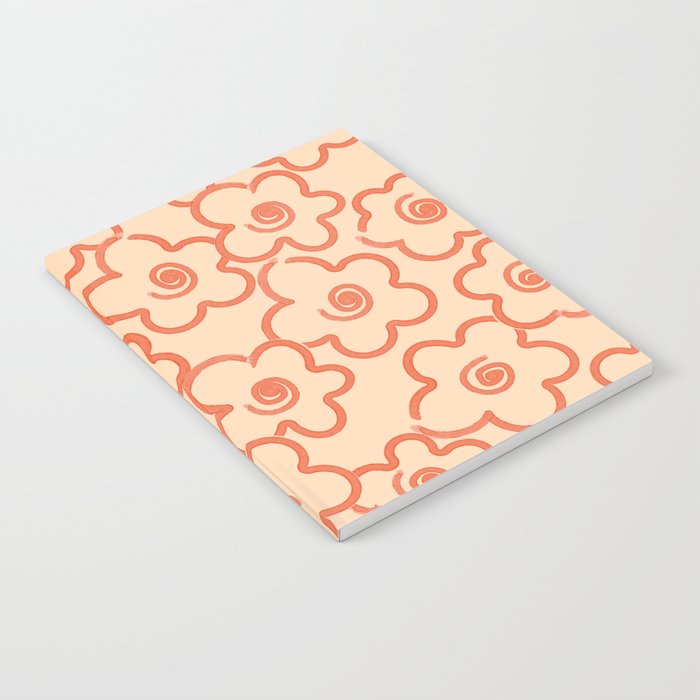 Flower Doodles in Orange & Peach Fuzz Notebook Gallery Image 1
