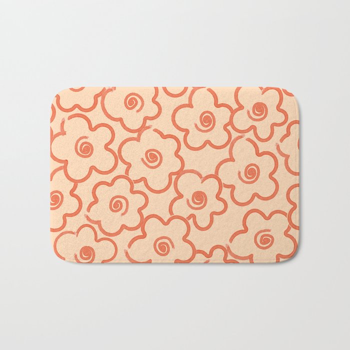 Flower Doodles in Orange & Peach Fuzz Bath Mat Gallery Image 1