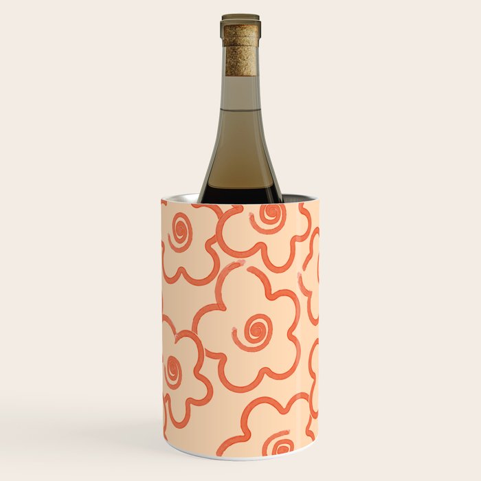 Flower Doodles in Orange & Peach Fuzz Wine Chiller Gallery Image 3