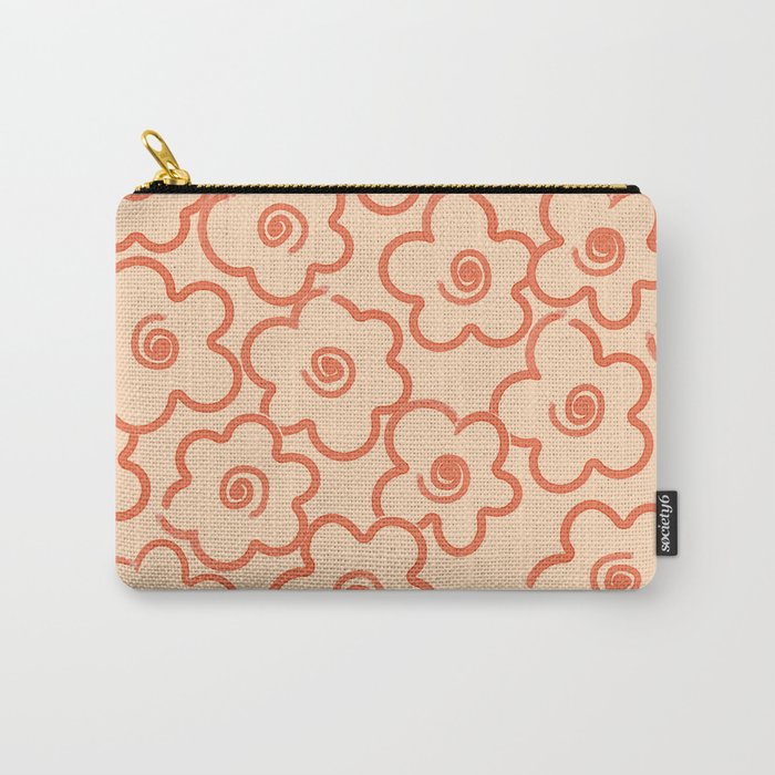 Flower Doodles in Orange & Peach Fuzz Carry All Pouch Gallery Image 1