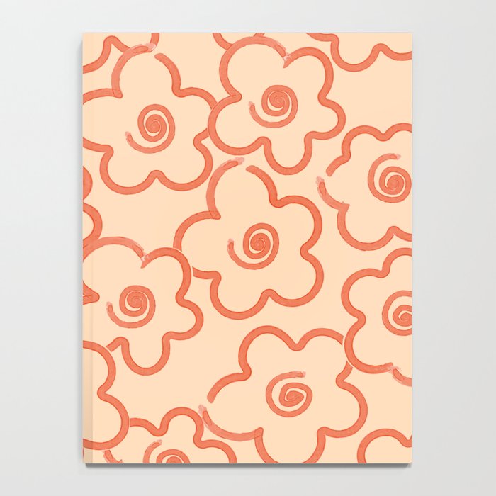 Flower Doodles in Orange & Peach Fuzz Notebook Gallery Image 4