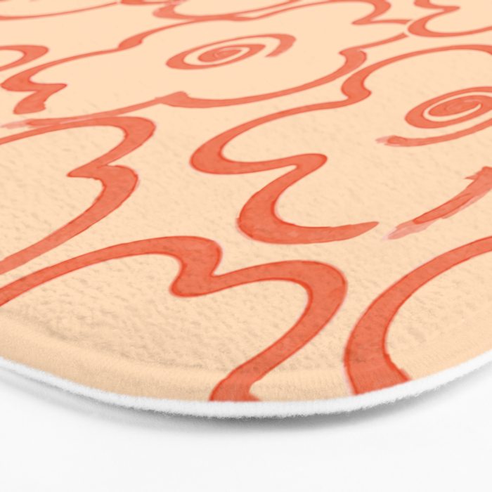 Flower Doodles in Orange & Peach Fuzz Bath Mat Gallery Image 3