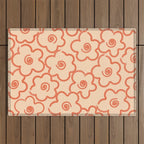 Flower Doodles in Orange & Peach Fuzz Outdoor Rug Gallery Image 1