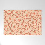 Flower Doodles in Orange & Peach Fuzz Welcome Mat Gallery Image 1