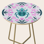 Beetle and flowers - pink and turquoise Side Table Gallery Image 2