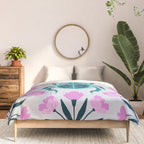 Beetle and flowers - pink and turquoise Comforter Gallery Image 3