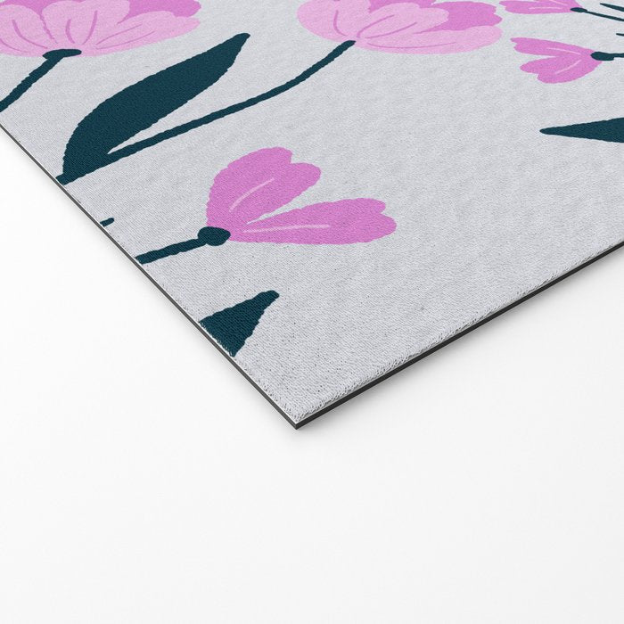 Beetle and flowers - pink and turquoise Welcome Mat Gallery Image 2