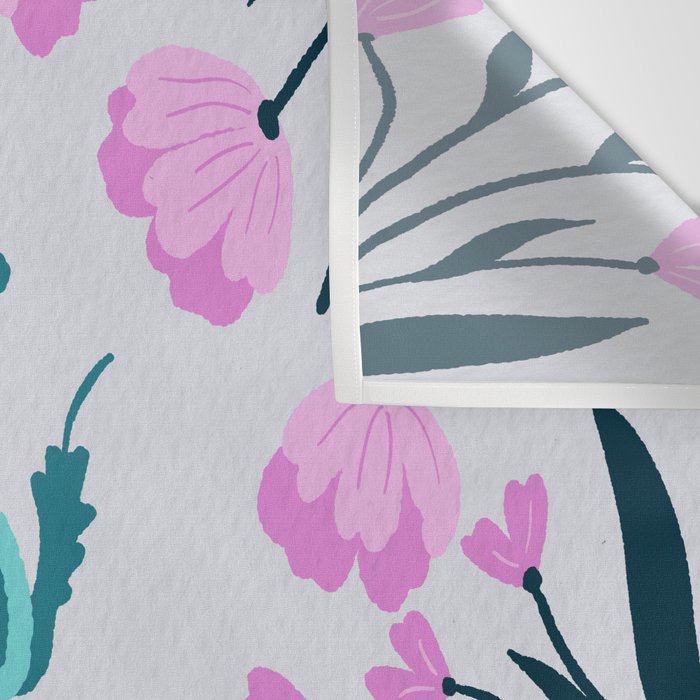Beetle and flowers - pink and turquoise Wall Tapestry Gallery Image 3