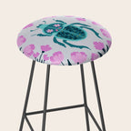 Beetle and flowers - pink and turquoise Stool Gallery Image 2