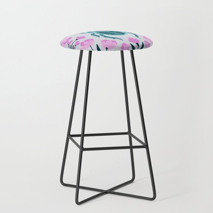 Beetle and flowers - pink and turquoise Stool Gallery Image 1
