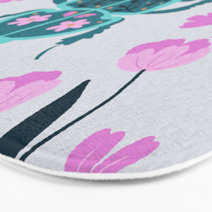 Beetle and flowers - pink and turquoise Bath Mat Gallery Image 3