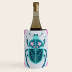 Beetle and flowers - pink and turquoise Wine Chiller Gallery Image 1