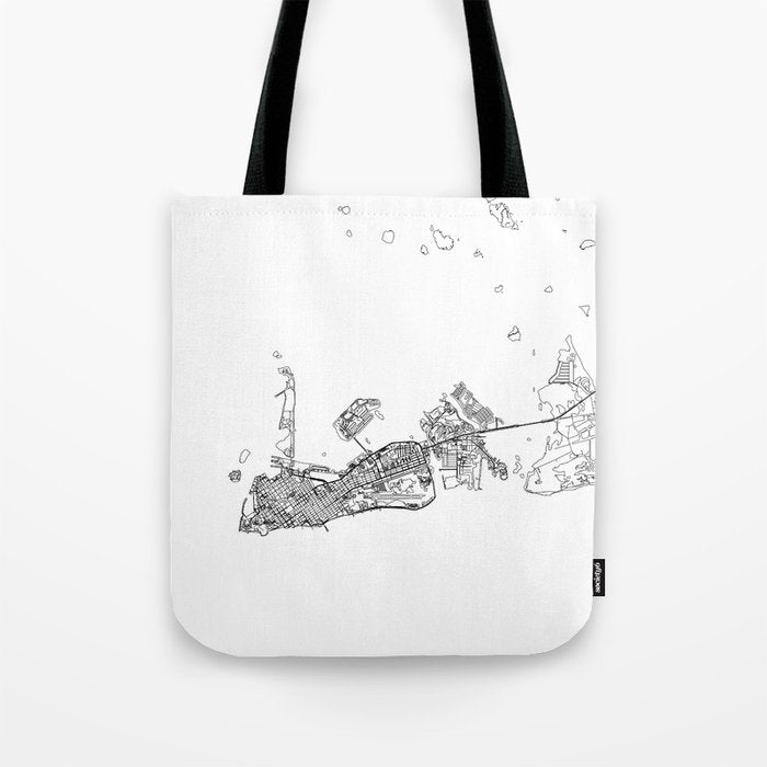 Key West White Map Tote Bag Gallery Image 1
