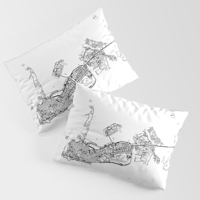 Key West White Map Pillow Sham Gallery Image 3