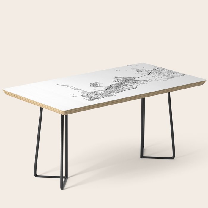 Key West White Map Coffee Table Gallery Image 1