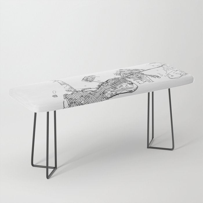 Key West White Map Bench Gallery Image 1