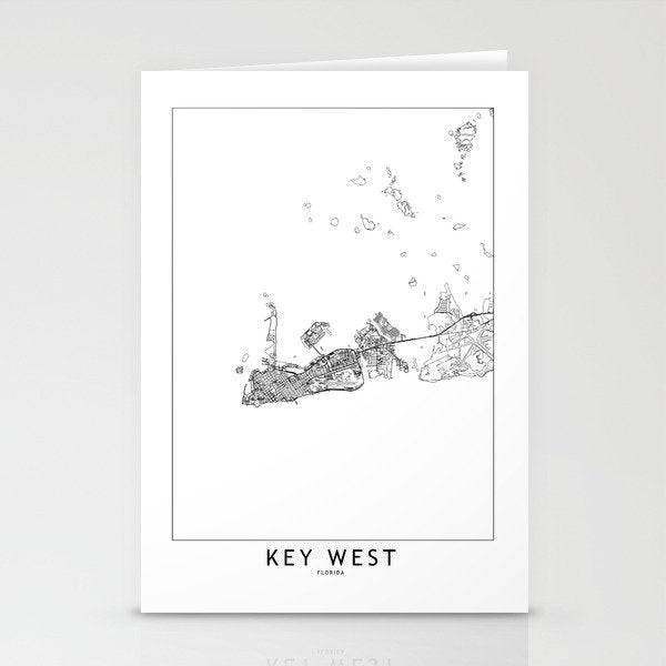 Key West White Map Stationery Card Gallery Image 2
