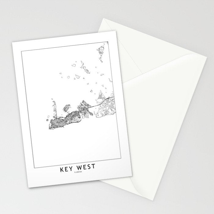 Key West White Map Stationery Card Gallery Image 2