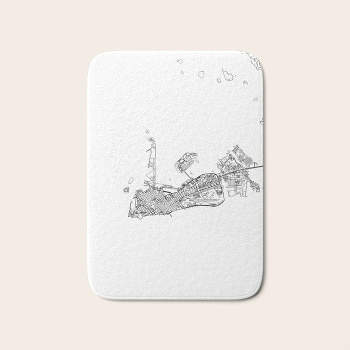 Key West White Map Bath Mat Gallery Image 1