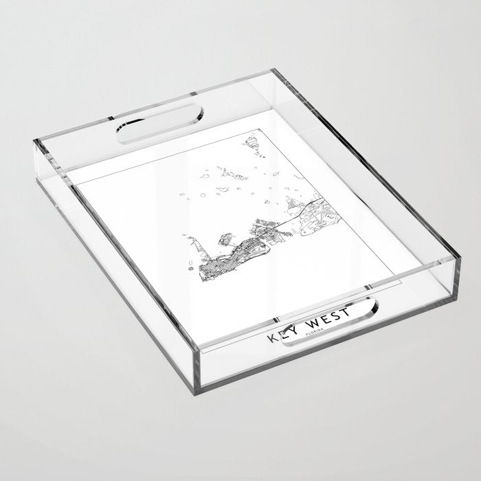 Key West White Map Acrylic Tray Gallery Image 1