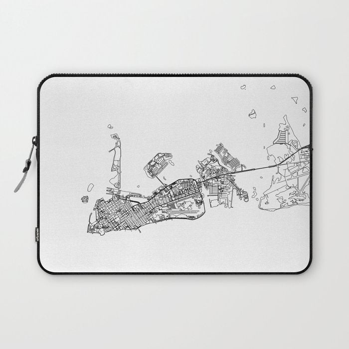 Key West White Map Laptop Sleeve Gallery Image 1