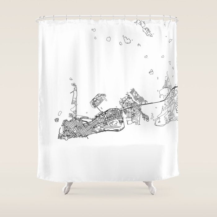 Key West White Map Shower Curtain Gallery Image 1