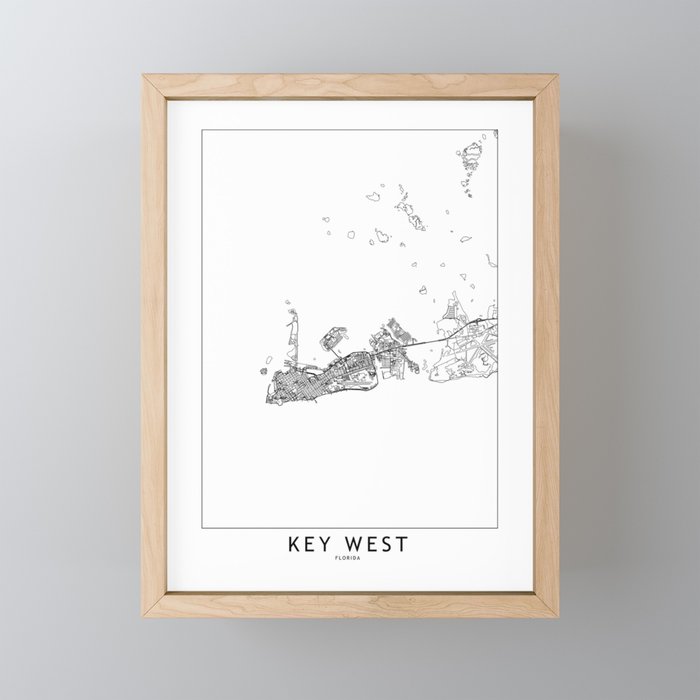 Key West White Map Mini Art Print Gallery Image 1