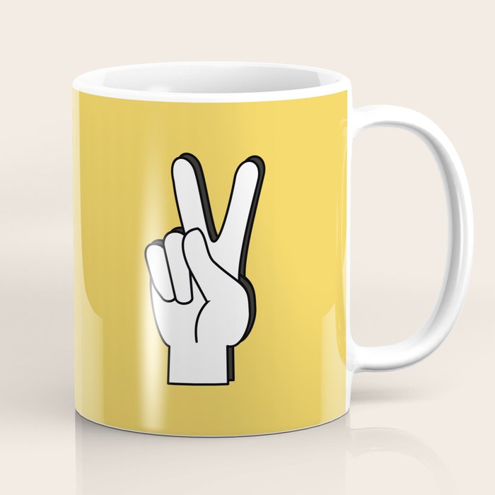 Peace Sign yellow Coffee Mug Gallery Image 1