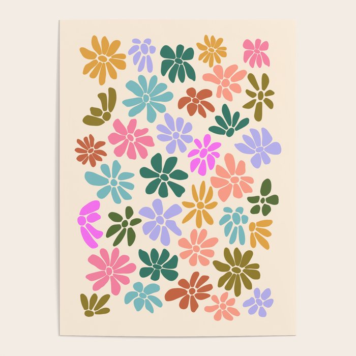 Retro Daisies - Rainbow Fun Poster Gallery Image 4