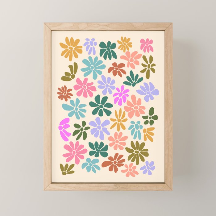 Retro Daisies - Rainbow Fun Mini Art Print Gallery Image 1