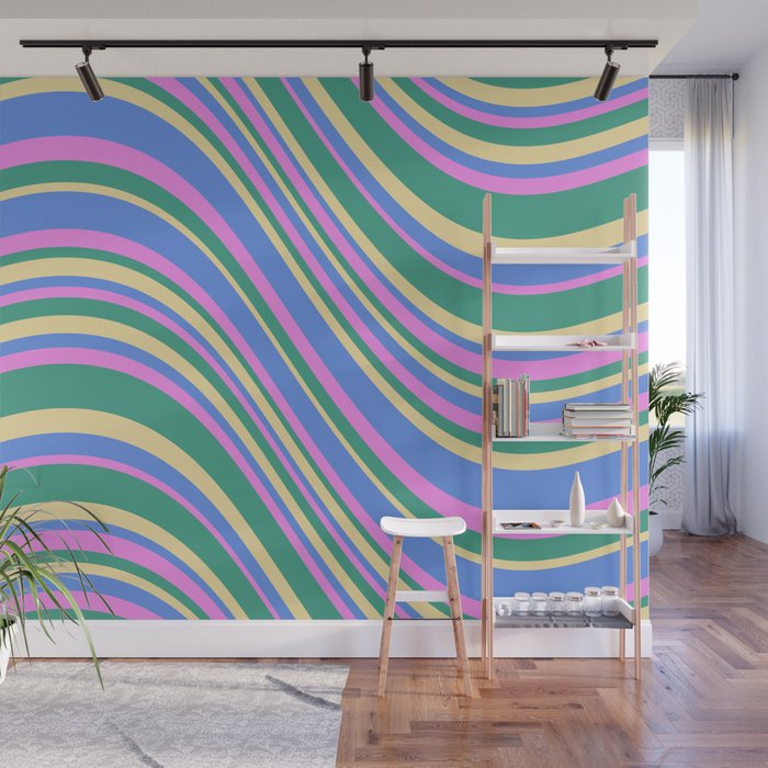Wavy Stripes XV - 90s Pastel Wall Mural Gallery Image 1