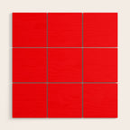 Bright Fluorescent Neon Red Fireball Wood Wall Art Gallery Image 1