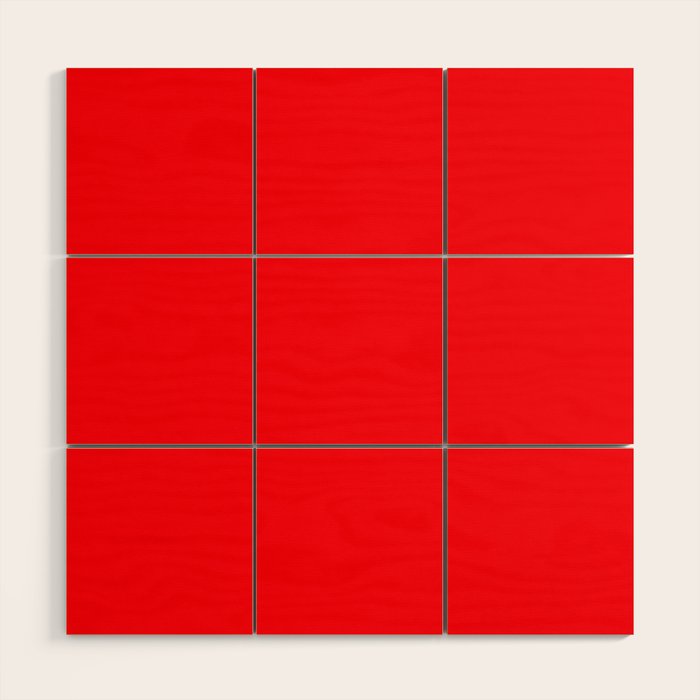 Bright Fluorescent Neon Red Fireball Wood Wall Art Gallery Image 1
