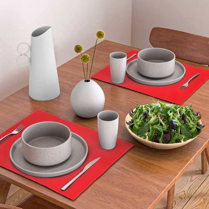 Bright Fluorescent Neon Red Fireball Placemat Gallery Image 2