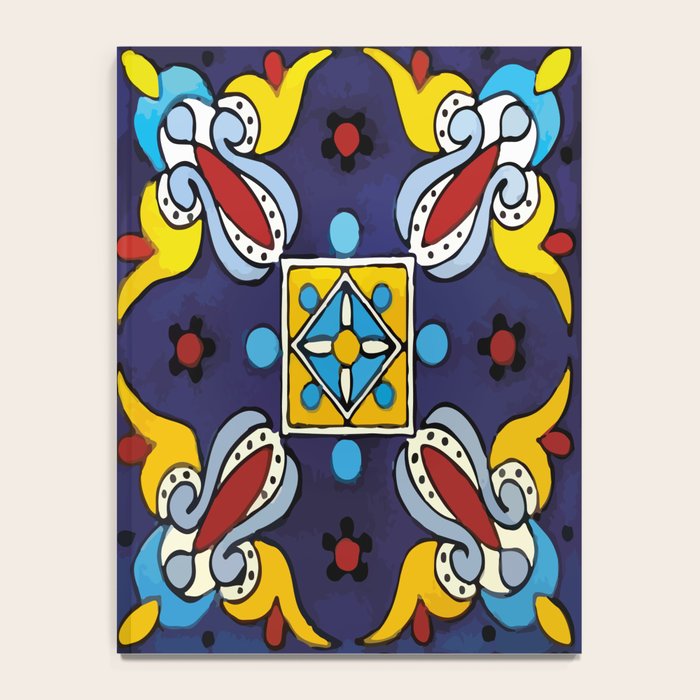Abstract blue cruz mexican modern talavera tile wall Notebook Gallery Image 4