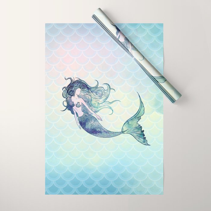 Watercolor Mermaid Wrapping Paper Gallery Image 1
