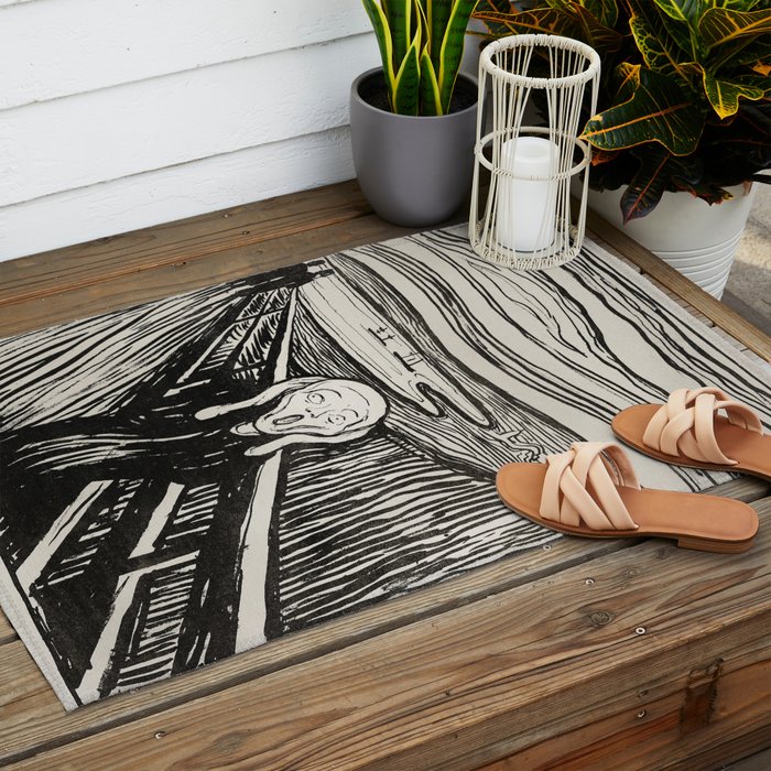 Edvard Munch The Scream Woodblock  Outdoor Rug Gallery Image 2